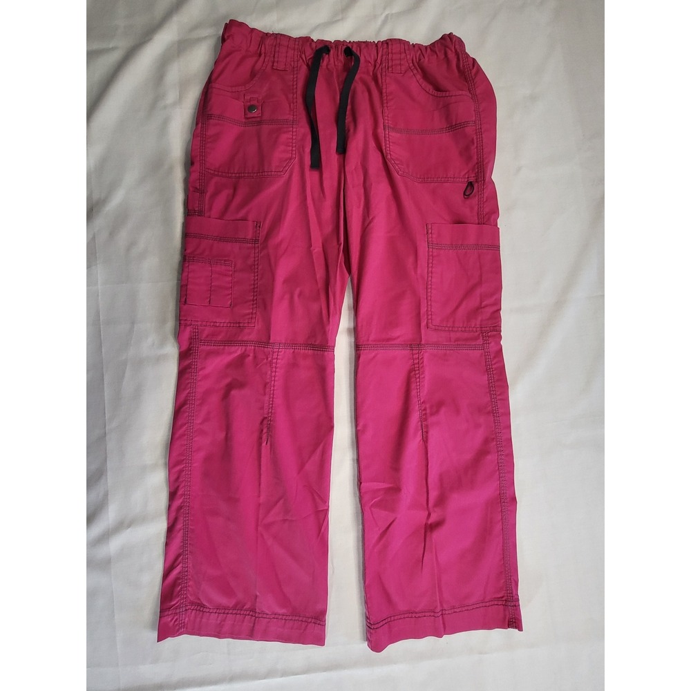 Dickies Women Hot Pink Cargo Scrub Pants 857455 HPKZ Medium Drawstring Elastic